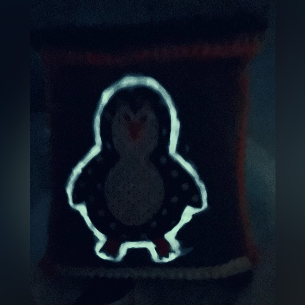 Hand Crafted Glow In The Dark Penguin Pillow Children - Picture 4 of 14
